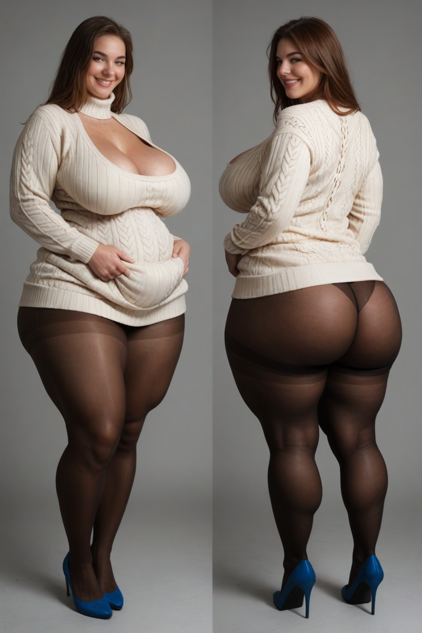 Standing, Dark Pantyhose, Virgin Sweater AI Porn