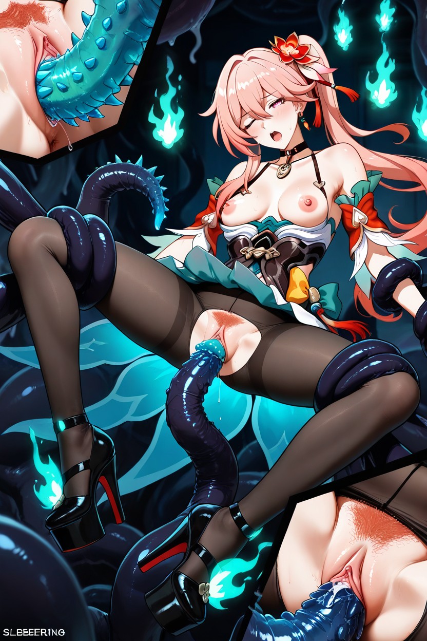 Close Up, Long Legs, Pechos Pequeños Hentai IA
