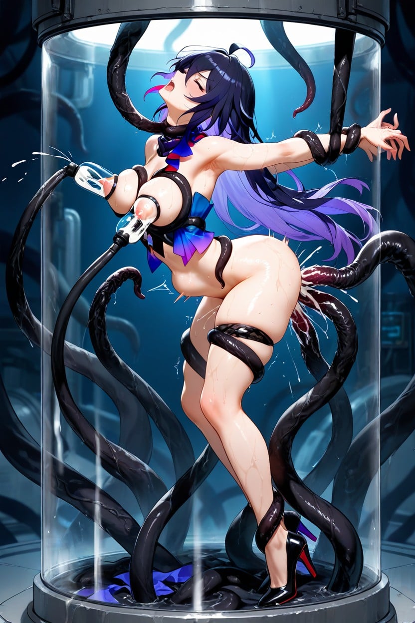 In Laboratory, Tentacle Milking Breast, Skinny Hentai AI Porn