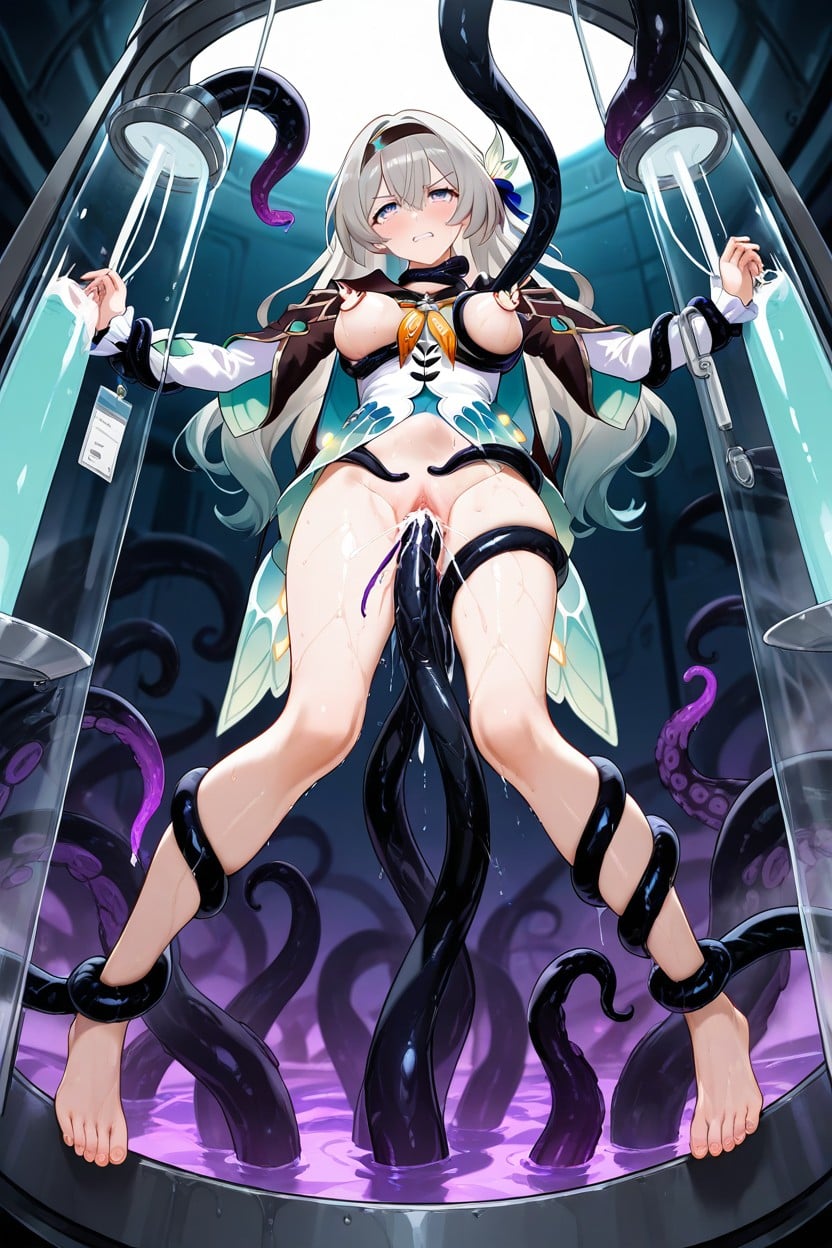 Bottom Up, Skinny, Hands And Feet Bound By Tentacles Hentai AI Porn