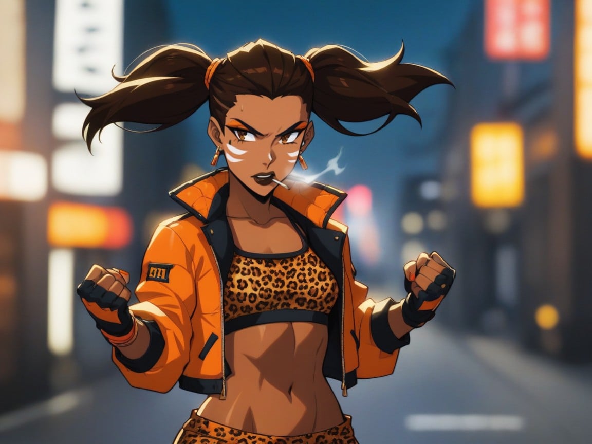 Small Breasts, Bounce Lines, City Alley Lighting Hentai AI Porn