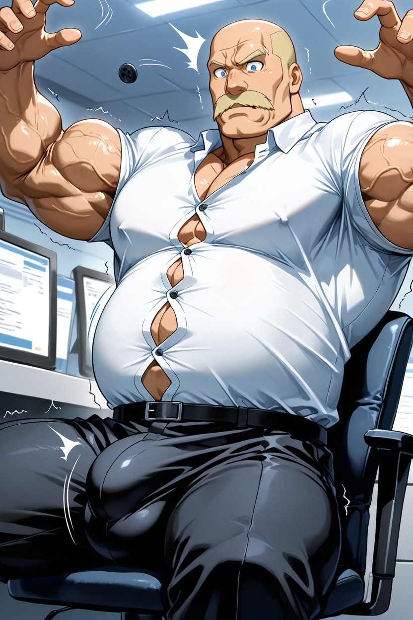 Overdeveloped Biceps, Leaning Back, Alex Louis Armstrong From Full Metal Alchemist AI Gay Porn
