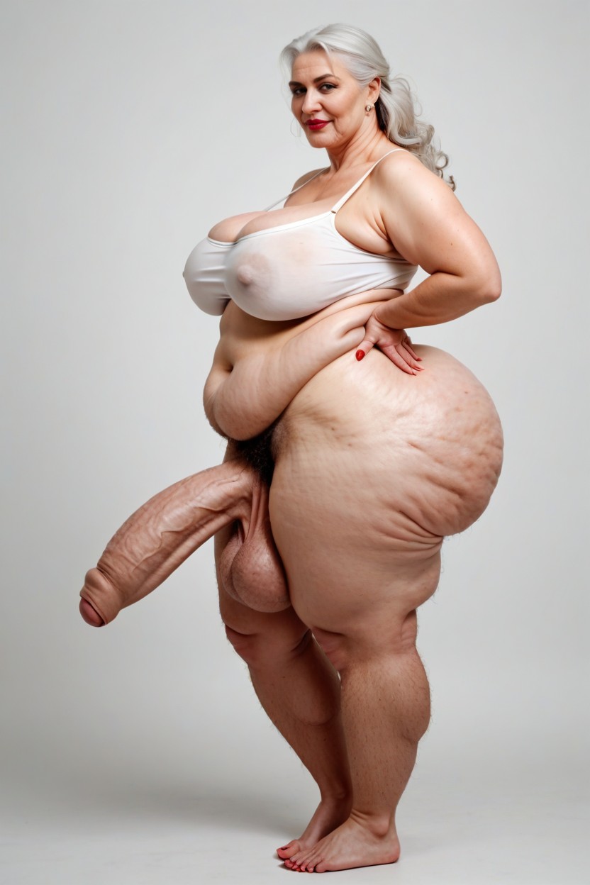 Giant Tall Futanari, Huge Round, Obese AI Porn