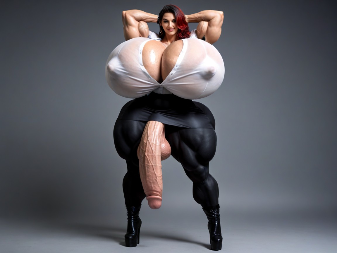 Gigic Biceps, Breasts Expansion, Form Fitting Clothes Shemale AI Porn