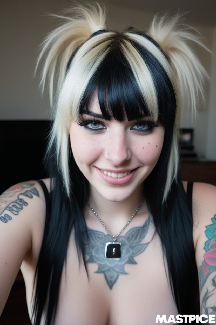 Delicate Frame, Long Bangs, Naked AI Porn