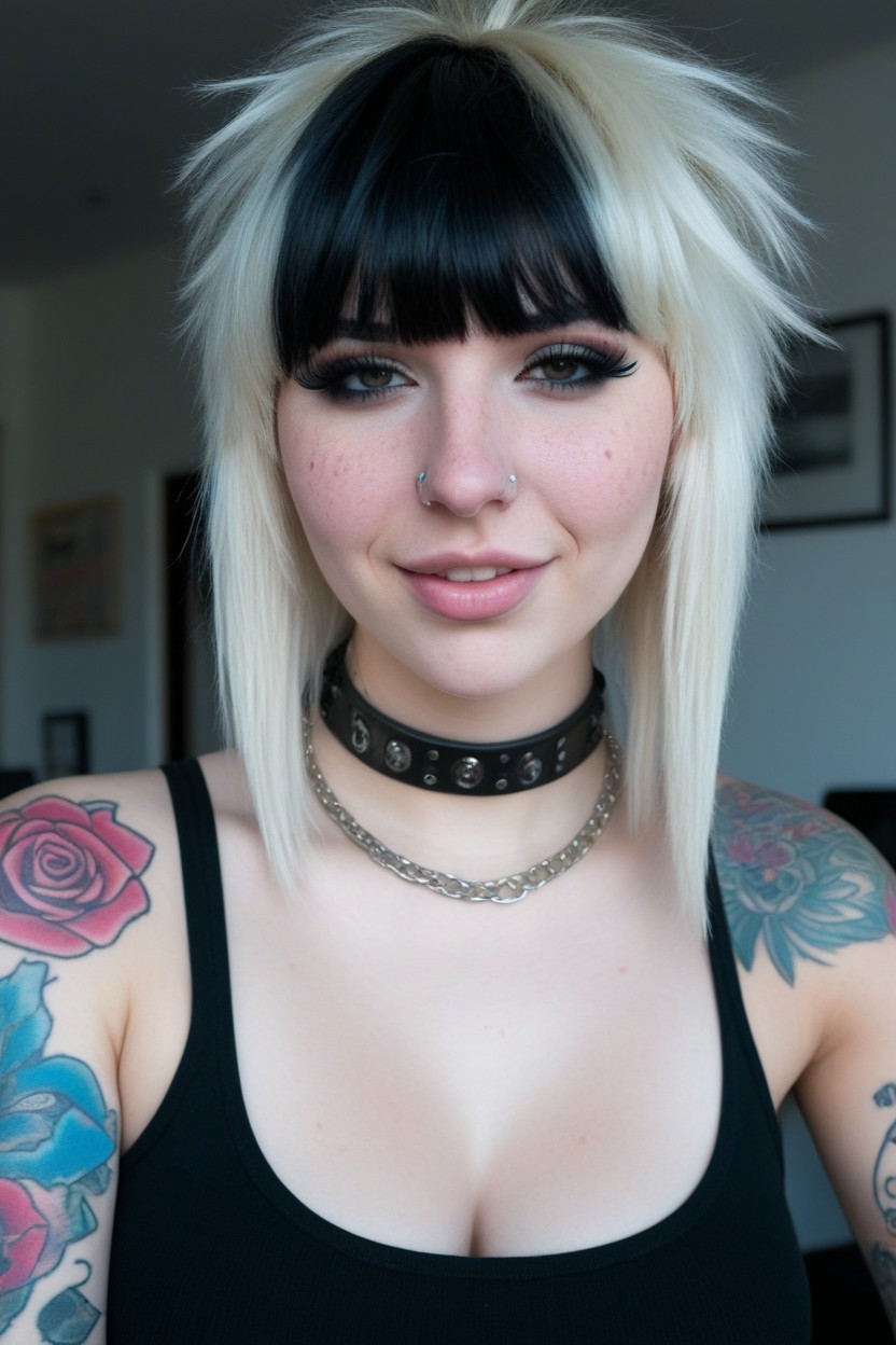 Delicate Frame, Heavily Tattooed, Perfect Lips AI Porn