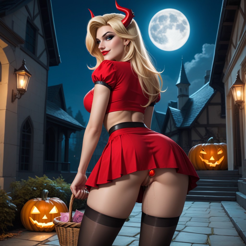Skinny, Cosplay, Red Skirt AI Porn