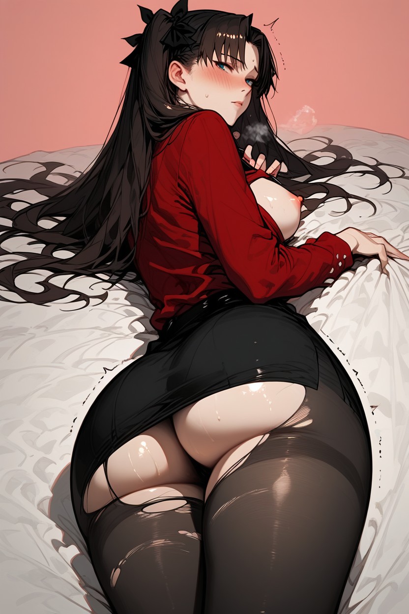 Fidgeting, Bounce Lines, Medium Round Bubble Butt In The Air Hentai AI Porn