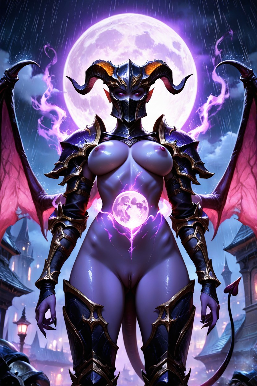 Night, Moonlight, Demon Horns AI Porn