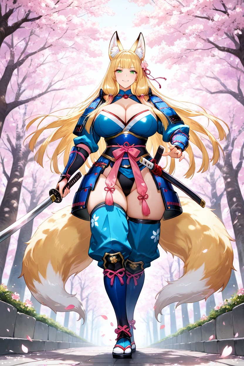 Samurai, Blonde Hair, Ultra Detailed Hentai AI Porn