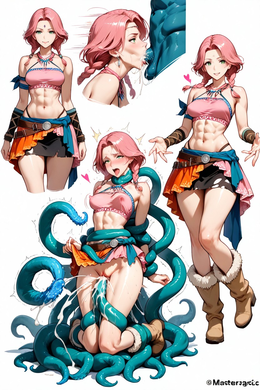 Insanely Massive Tentacules ; She Have A Insanely Tall Xs Body, Pure White Background, Massive Creampie Cum And Milk Hentai AI Porn