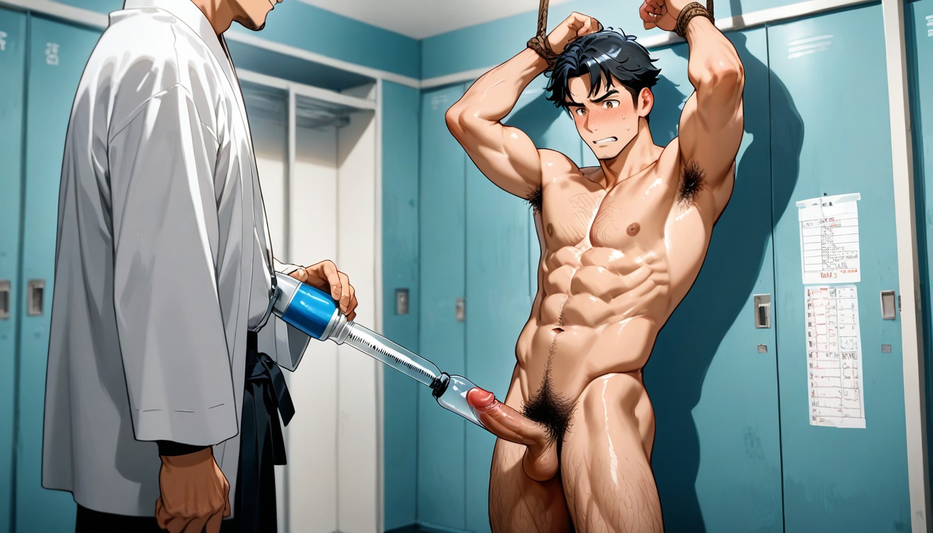 Japanese, Penis Pump, Naked And With Their Arms And Legs Bound AI Gay Porn