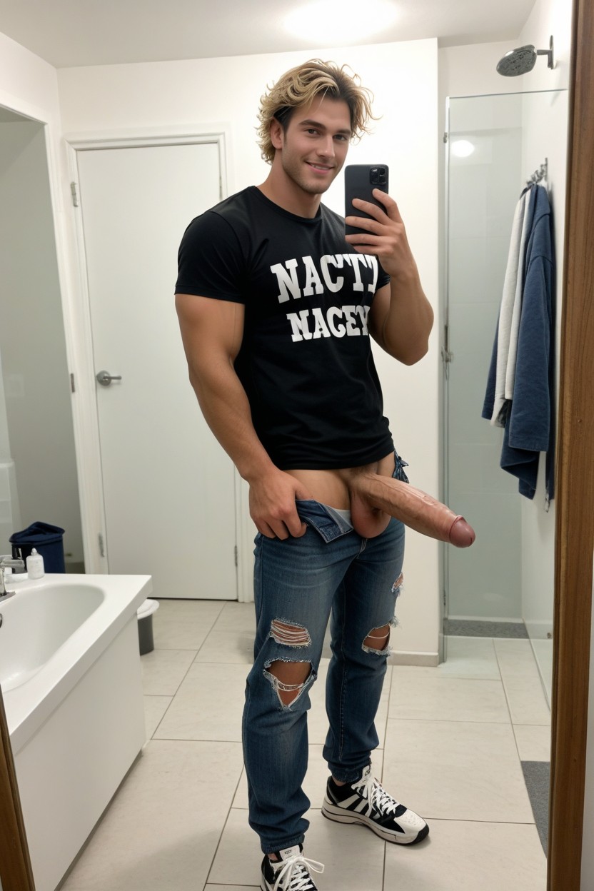 Photorealistic, Gigantic, Side View AI Gay Porn