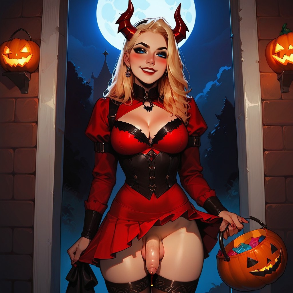 Lifting Skirt, Blushing, Horny AI Porn