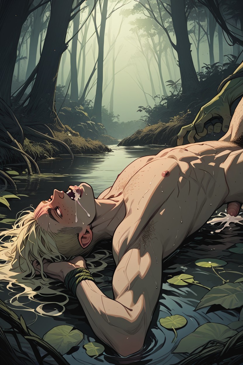 Laying On Back, Shaved Chest, Happy Trail AI Porn