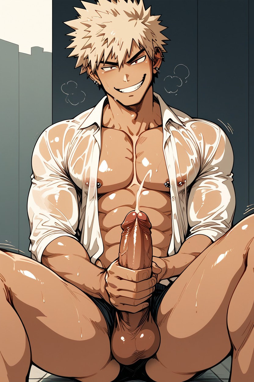 Arms Together, Big Pecs, No Pants AI Gay Porn