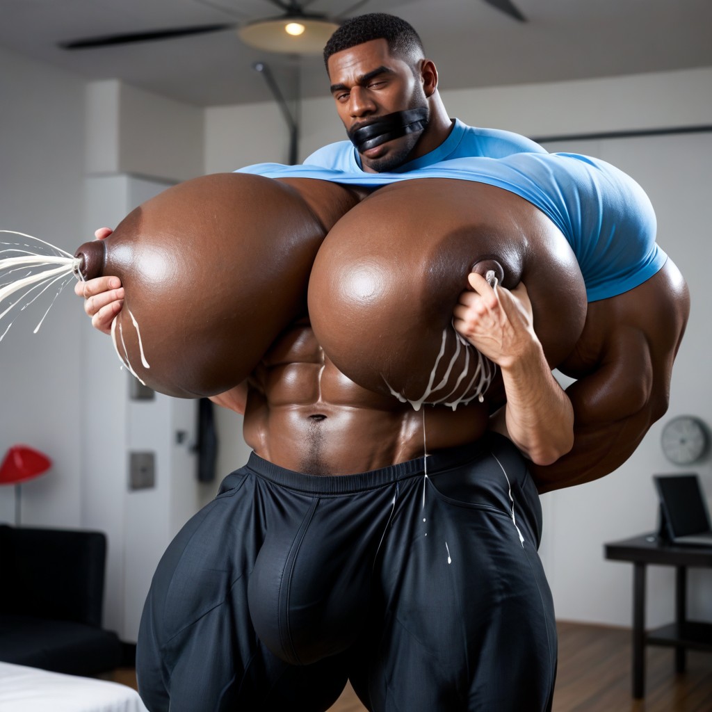 Masculine African Manafrican Man, Massive Bara Muscles, Large AI Gay Porn