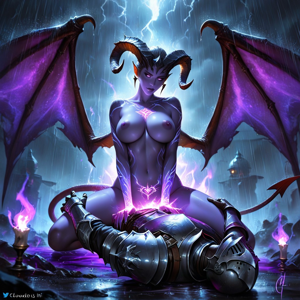 Lean Body, Magic Spell, Purple Cosmic Lights AI Porn