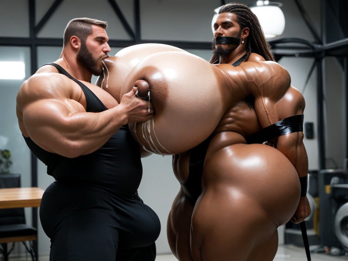Oiled Skin, Massive Bara Muscles, Oversized Muscles AI Gay Porn