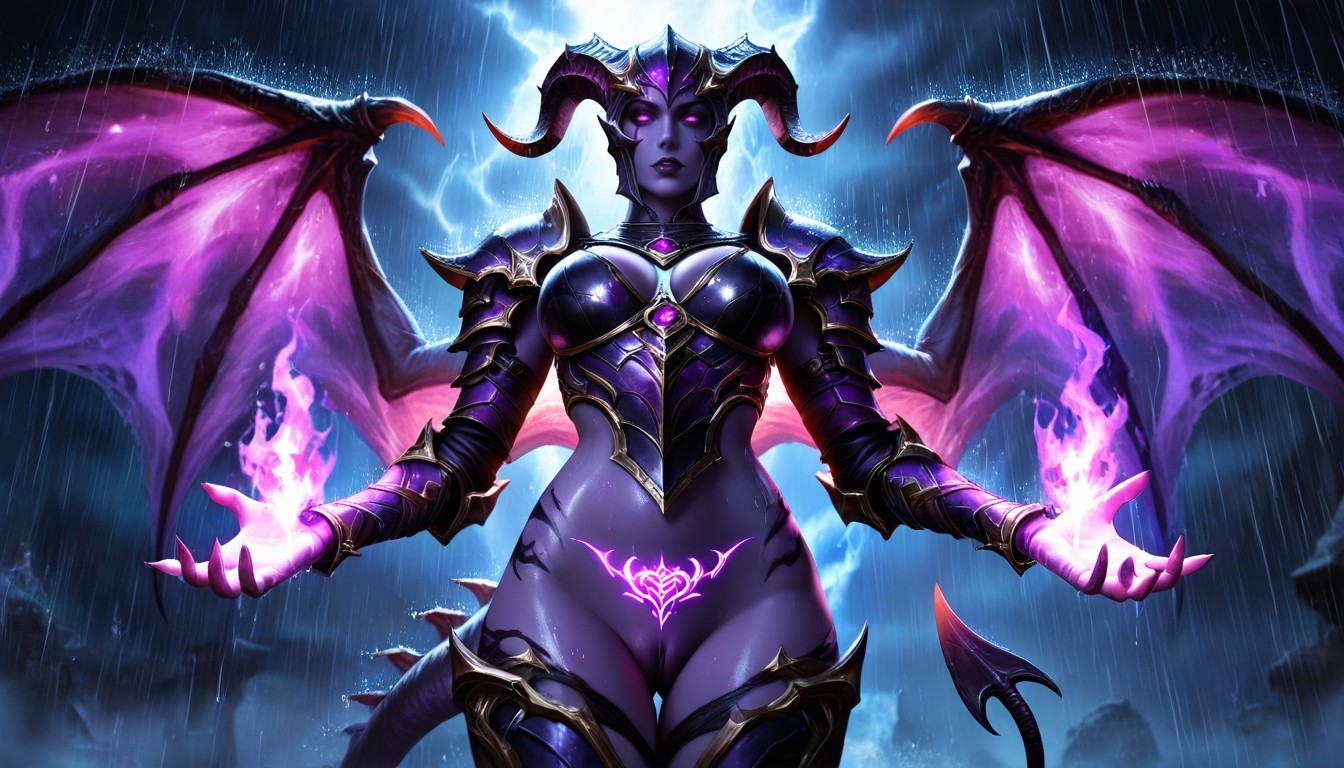 Backlit, Purple Fire, Full Armor AI Porn