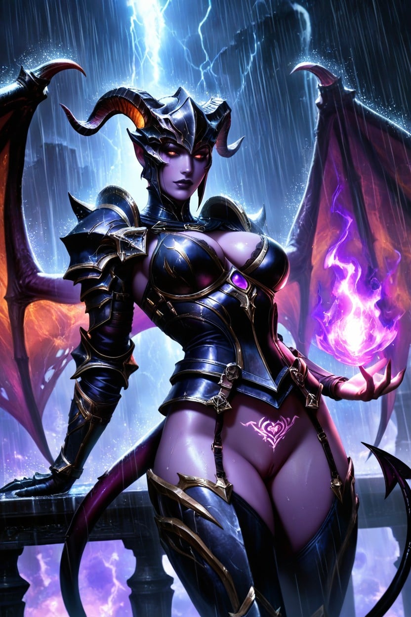 Storm, Big Demon Purple Wings, Extremely Waist AI Porn
