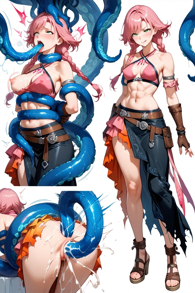 Character Action Sheet, Long Cum String, Pastel-blue Tentacules; Insanely Long Legs Hentai AI Porn