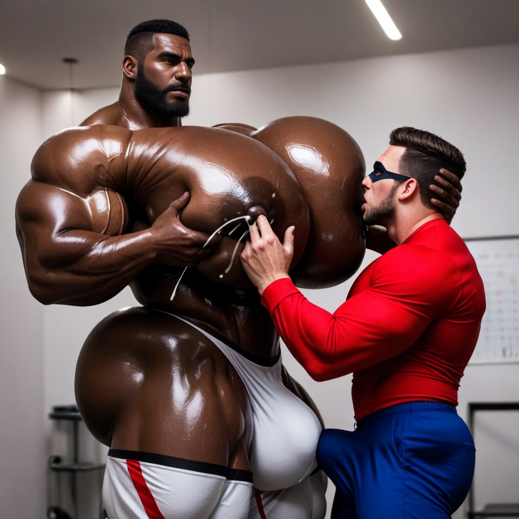 Pec Garrbing, Dark Basement, Black Skin AI Gay Porn