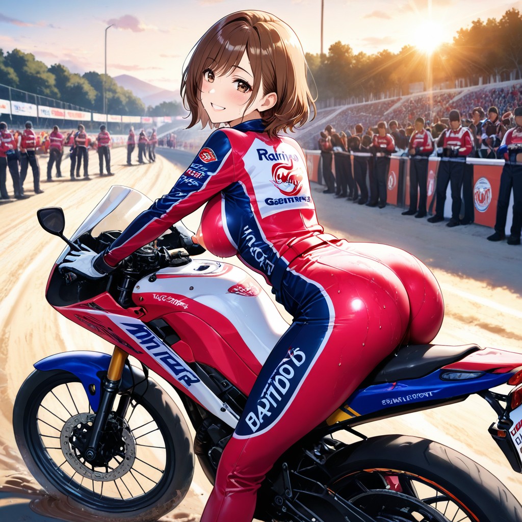 Happy Smile, Wispy Bangs, Mud Pits On Track Hentai AI Porn