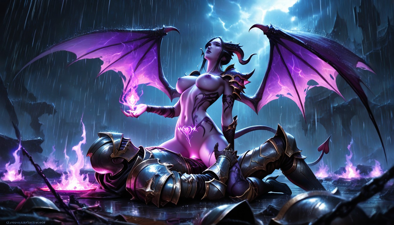 Clouded, Desnuda, Purple Flames Porno IA