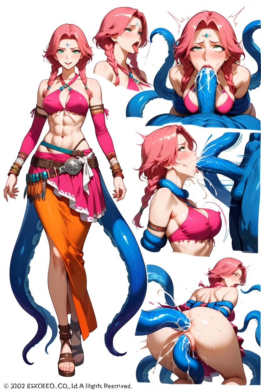 Erect Nipples Under Outfit, Pink Beaded Halter Top, Abs Hentai AI Porn