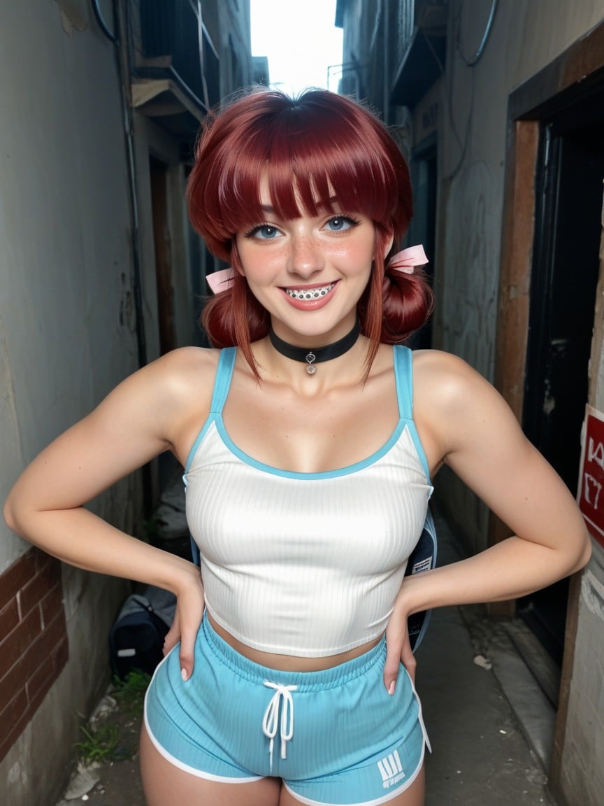 Big Smile, Female Ranma, Voluminous Hair AI Porn