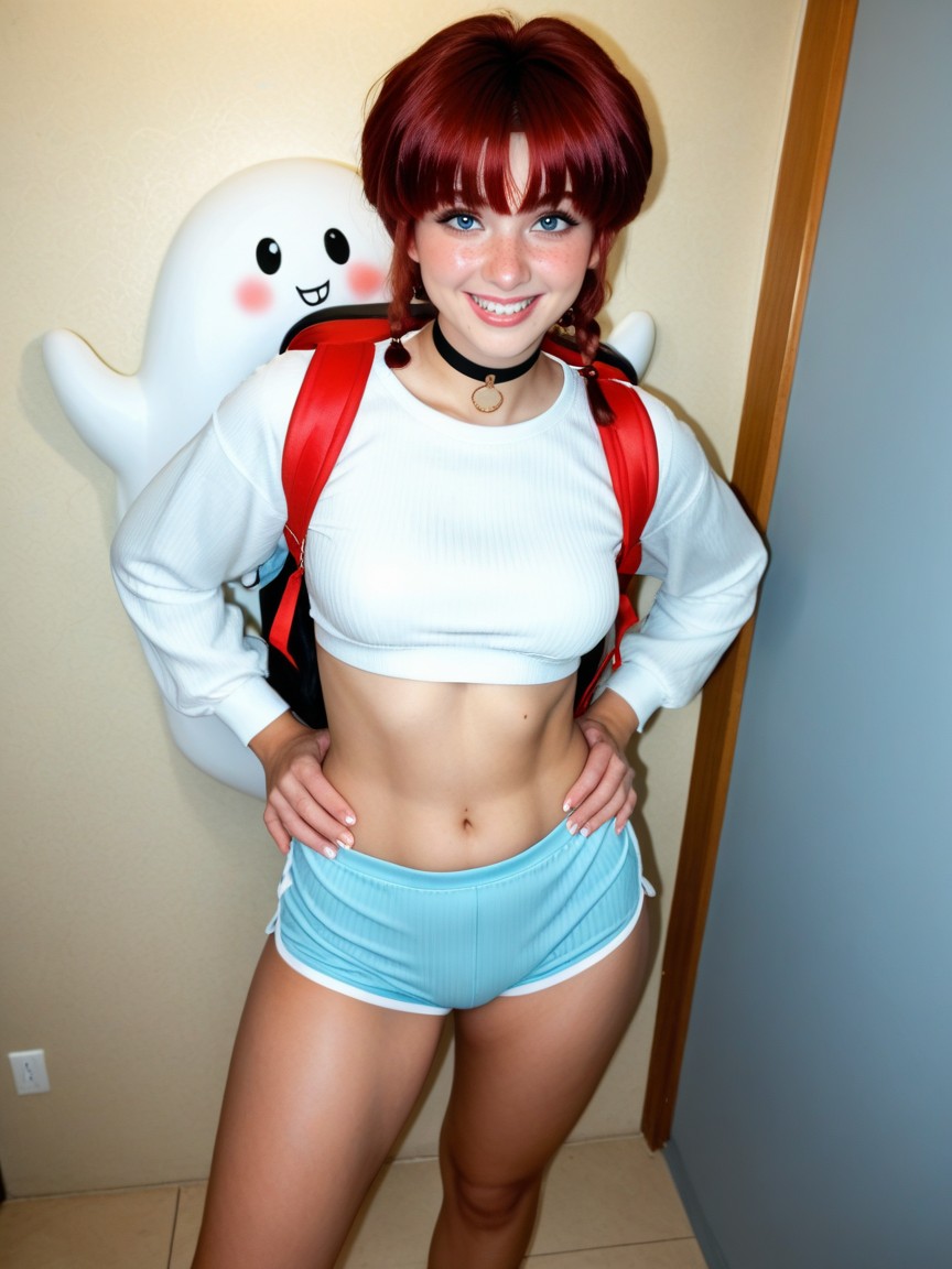 Ghost White Skin, Fringe Bangs, Puffy Hair AI Porn