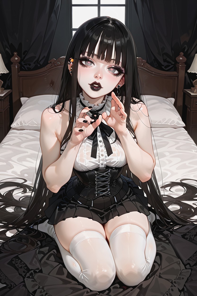 Crazy Expression, Long Eyelashes, Touching Face Hentai AI Porn