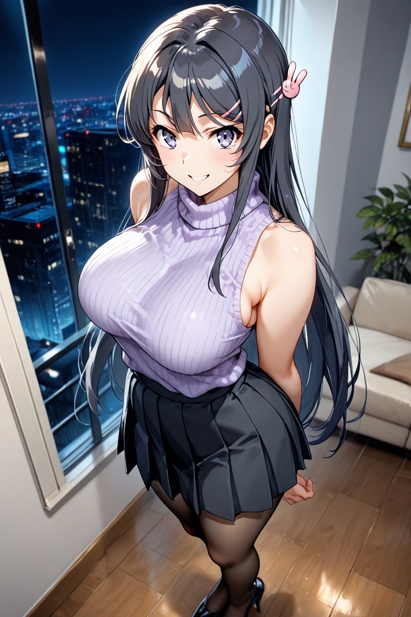 Ultra Detailed, Black Tights, Close To The Breasts Hentai AI Porn