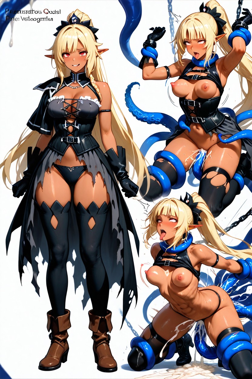 Chloe Discordia, Long Right Side Lock, All Indigo Gothic Thigh Highs Pantie Garter Hentai AI Porn
