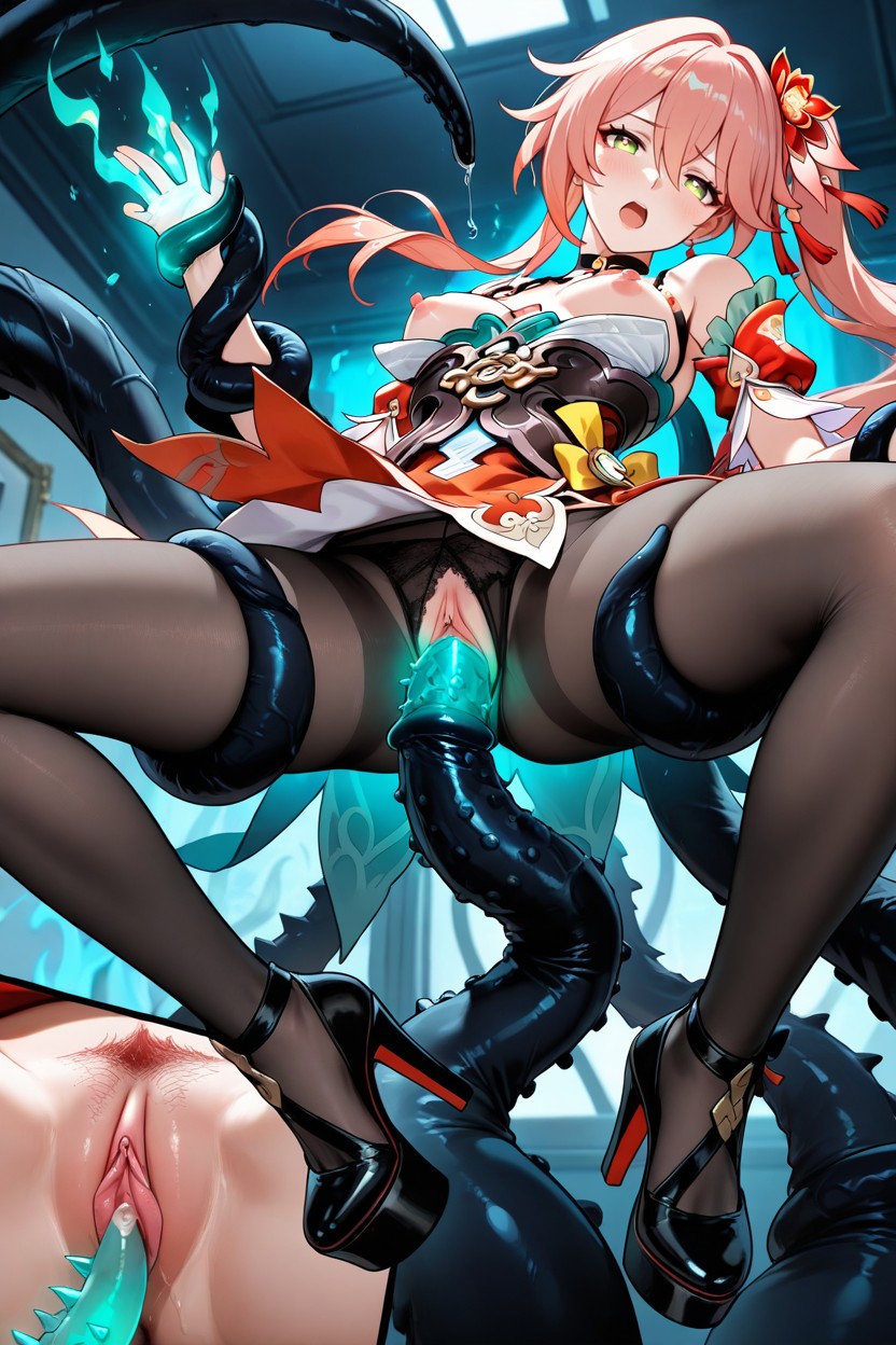 Tall, Arms Spread, Spines Penis Hentai AI Porn