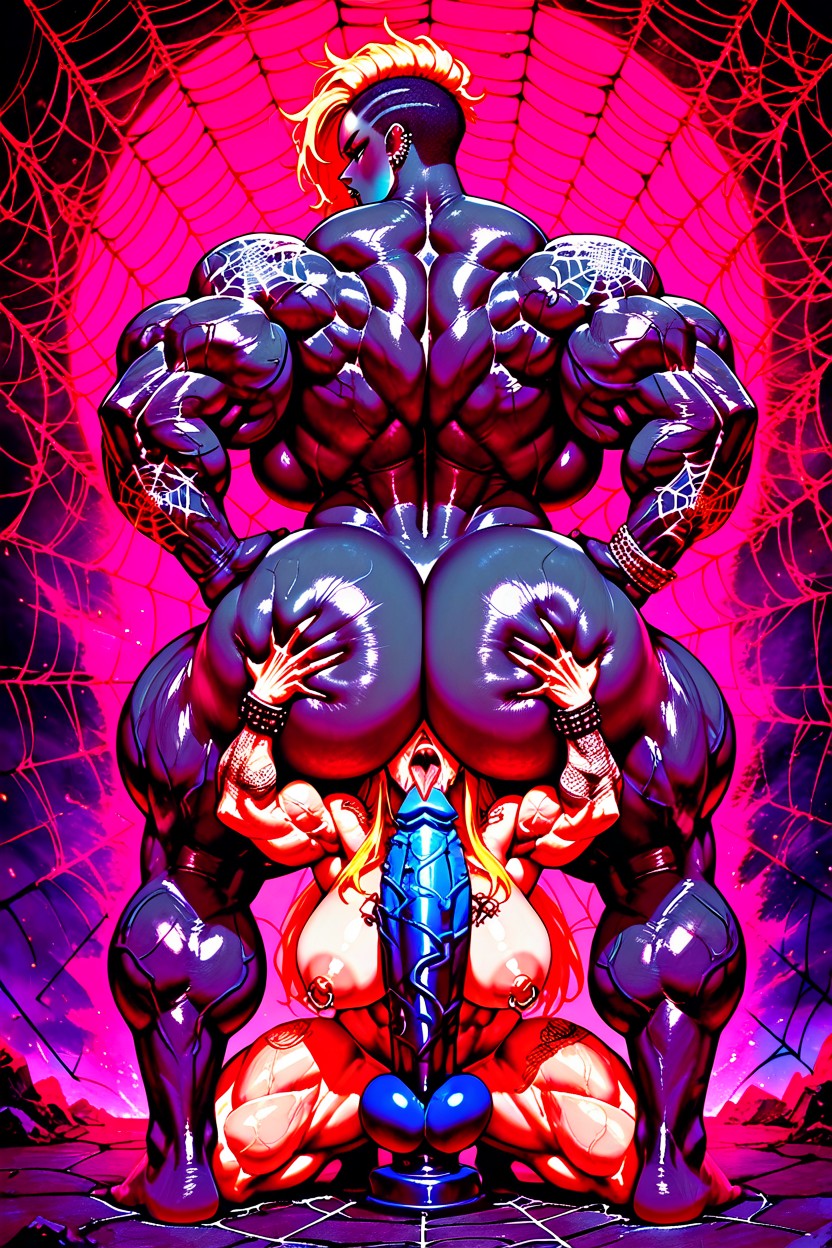 Muscles On Steroids, Thick Biceps, Forked Tongue With Piercings On Both Sides AI Porn