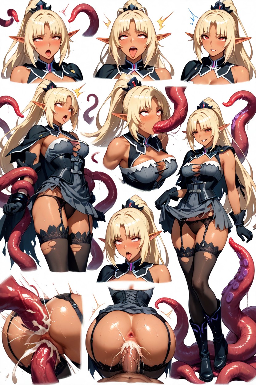 All Indigo Thighs Highs & Panties & Garter Belts, Plentiful Motion Lines, Pure White Background Hentai IA