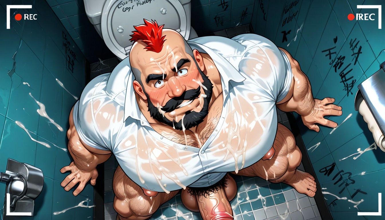 Impossibly Long Hyper Penis, Hyper Pecs, Ginger AI Gay Porn