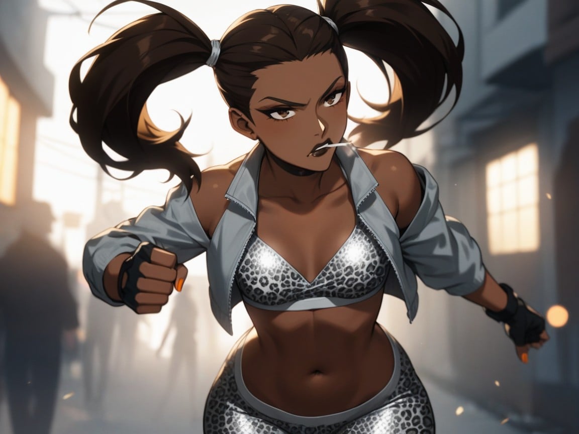 High Contrast Colors, Dark Brown Lipstick, Scoundrel Role Hentai AI Porn