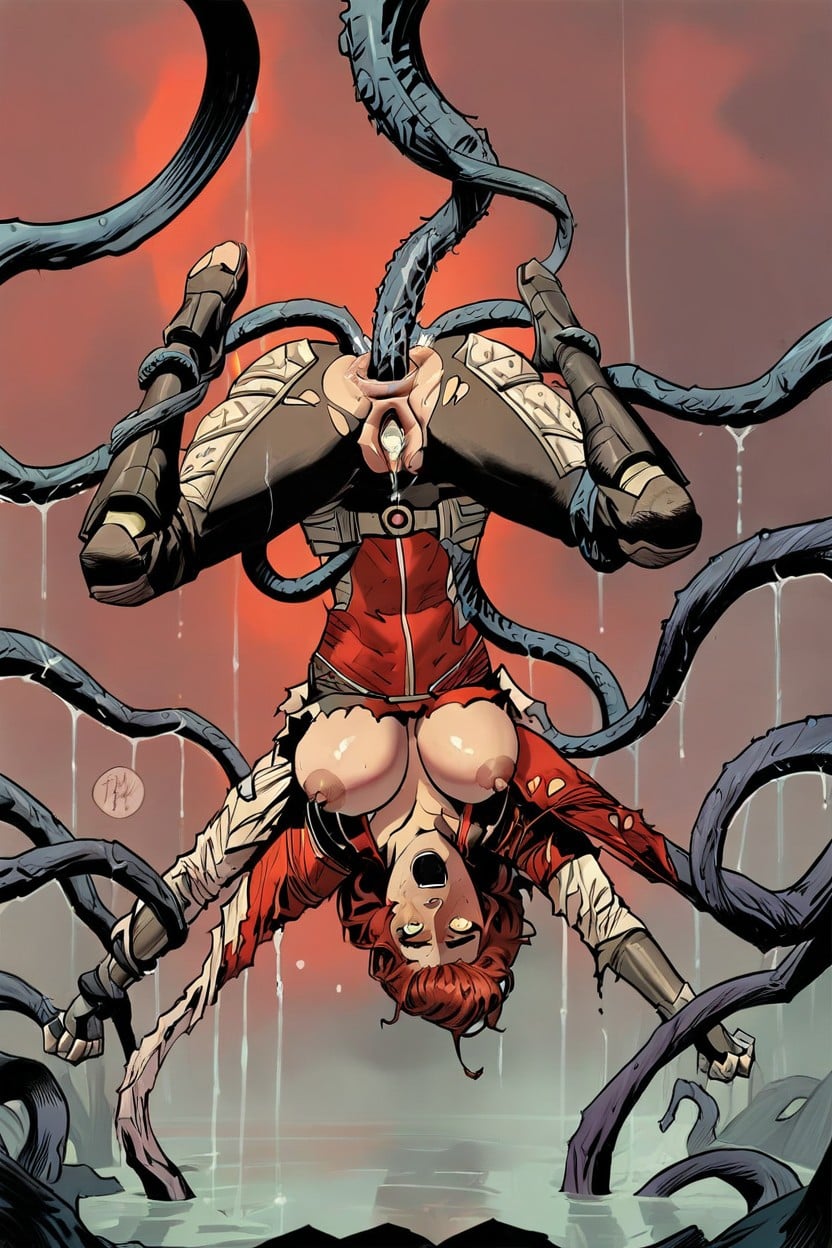 Tentacle Fucking Throat, Foggy Background, Anal Hentai AI Porn