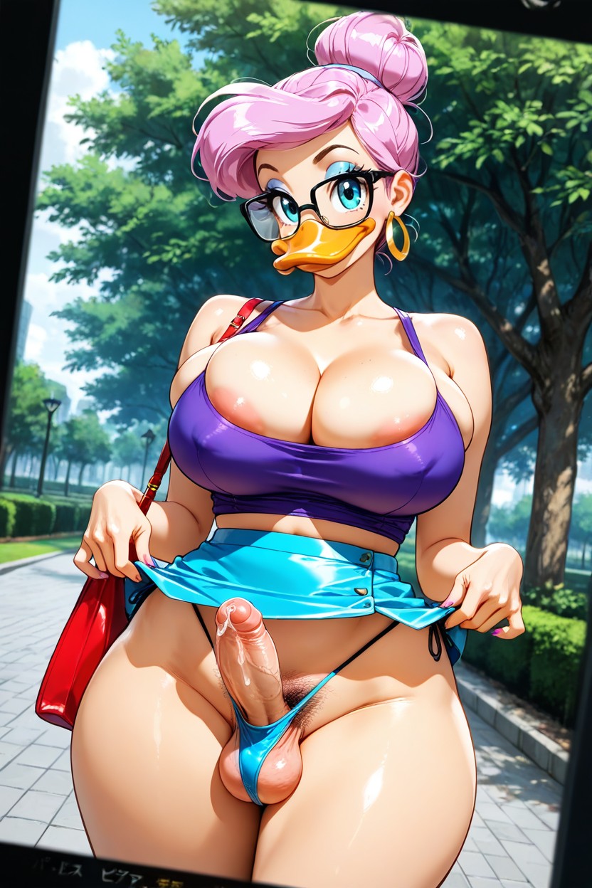 Glasses, Futanari, Front View Hentai AI Porn