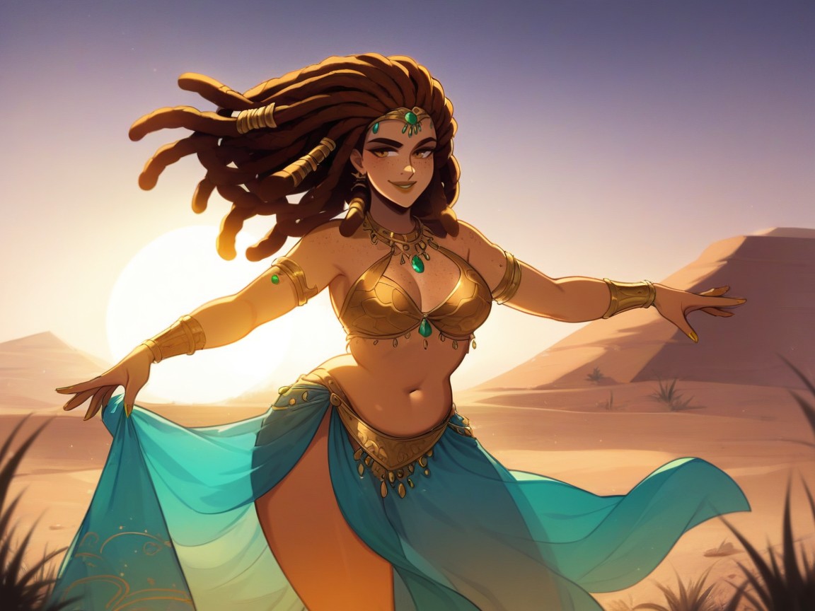 Desert Location, Belly Dance, Low Torso Height AI黃漫