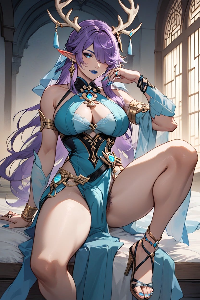 Blue Nails, Bare Shoulders, Ring Hentai IA