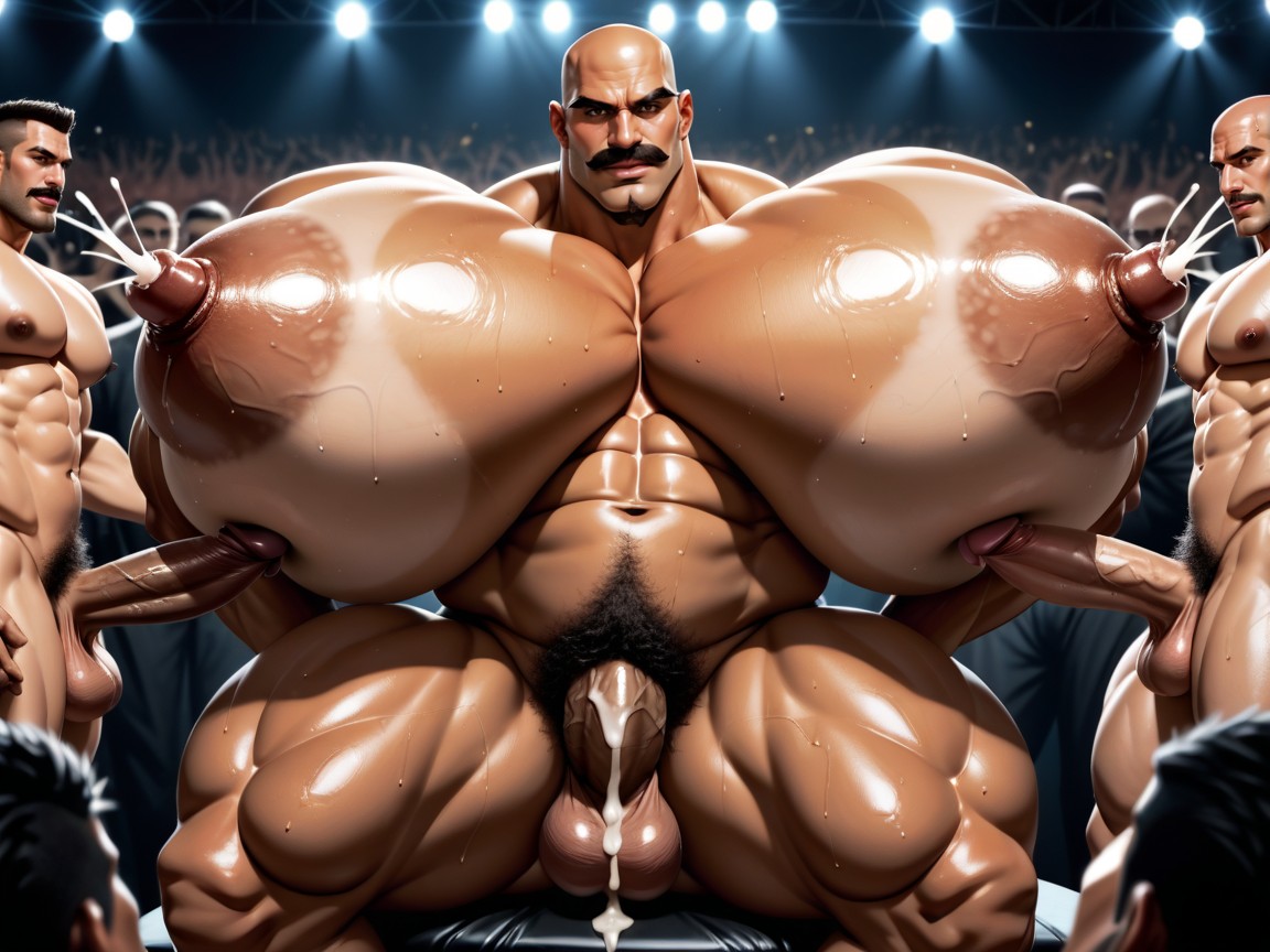 Hyper Bulky Tanned Skin, Harem, Erect Penis AI Porn