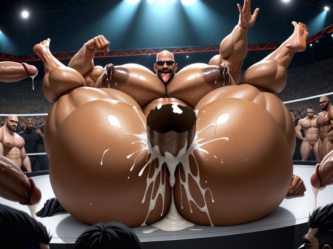 Thick Moustache, Hyper Bulky Tanned Skin, Sweaty AI Porn