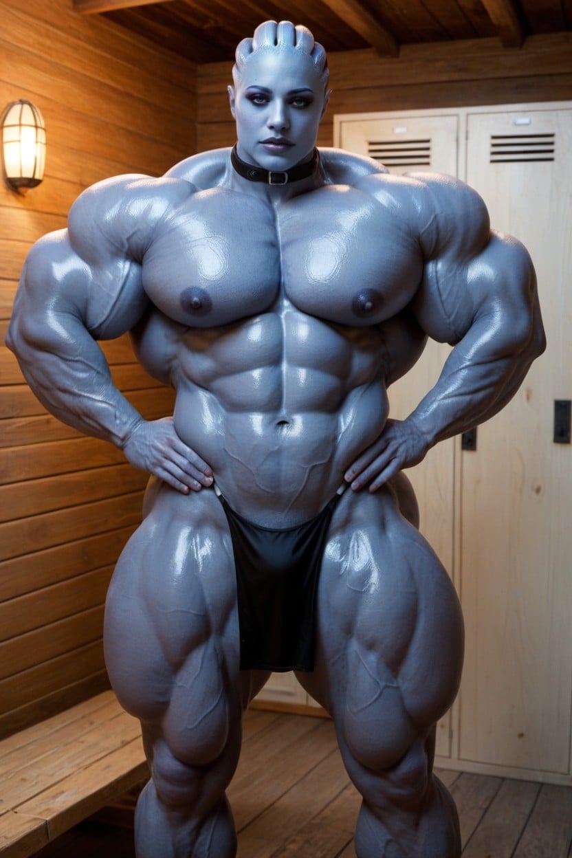 Wide Hips, Huge Lats, Wearing Black Collar AI Porn
