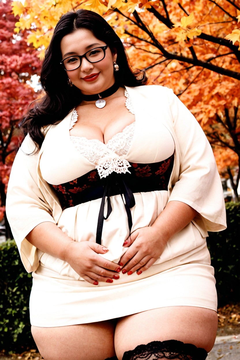 Vista Frontal, Pechos Grandes, Round Chubby Face Porno BBW IA