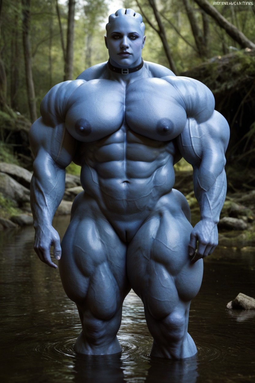 Wide Hips, Full Blue Skin, Huge Traps AI Porn