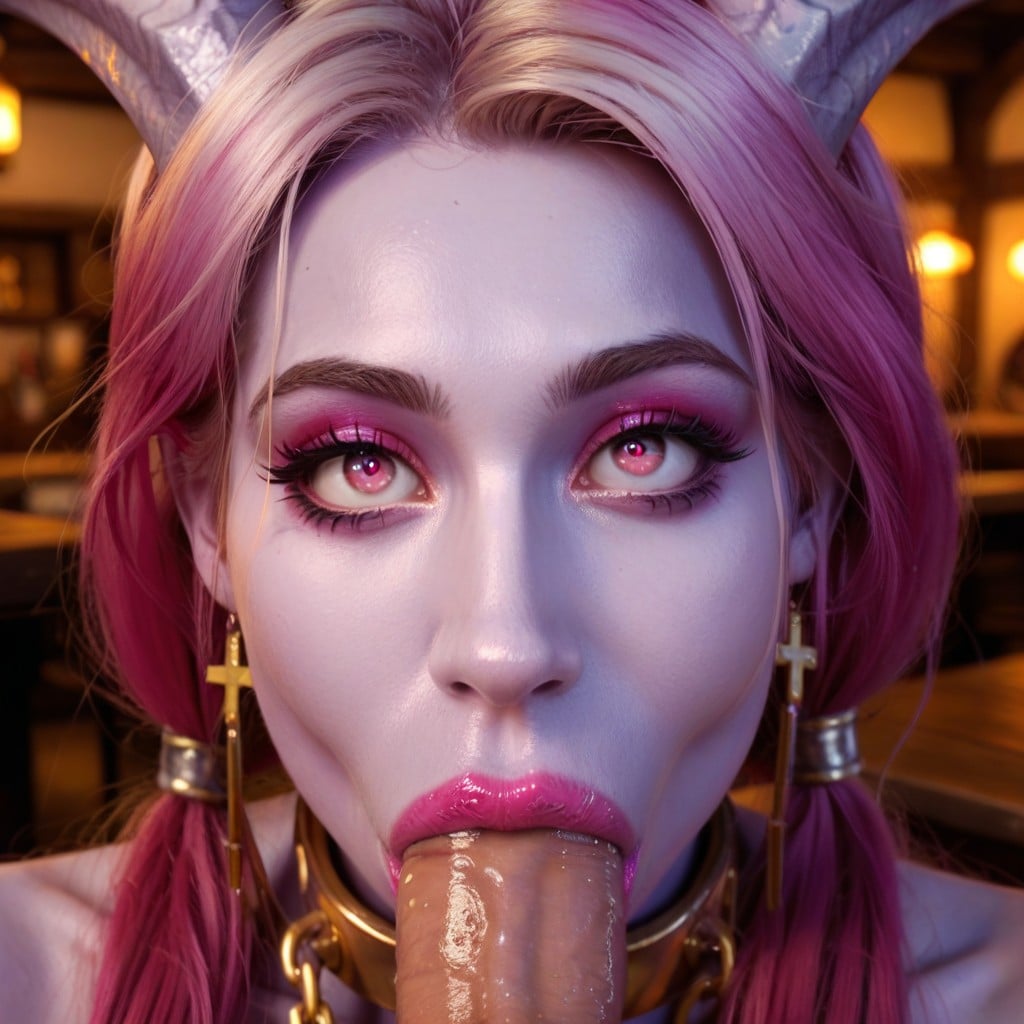Fake Tits, Pink Lipstick, Pink Hair AI Porn